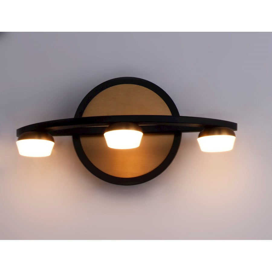 ET2 Lighting Button 3 Light Bath Vanity, Black/Gold