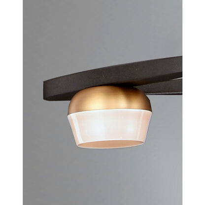 ET2 Lighting Button 3 Light Bath Vanity, Black/Gold
