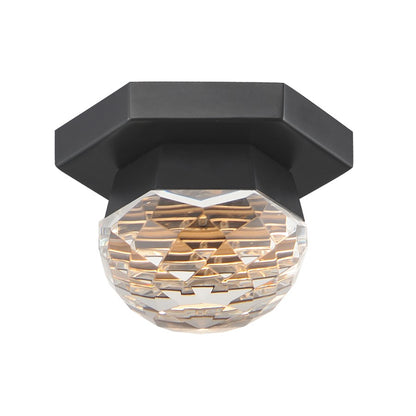 ET2 Lighting Allumettes 1 Light Flush Mount, Black/Clear Crystal - E23340-122BK