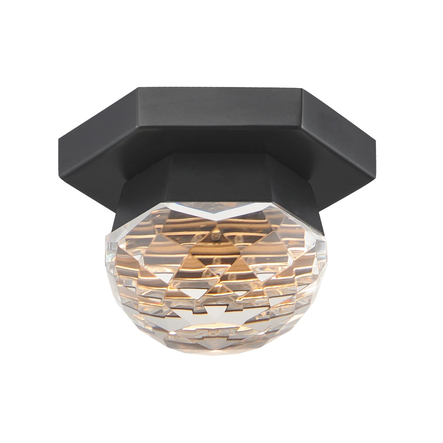 ET2 Lighting Allumettes 1 Light Flush Mount, Black/Clear Crystal