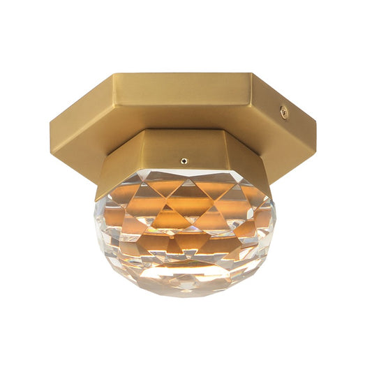 ET2 Lighting Allumettes 1 Light Flush Mount, Gold/Clear Crystal - E23340-122GLD