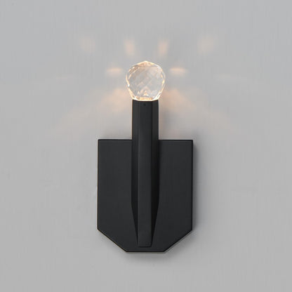 ET2 Lighting Allumettes 1 Light Wall Sconce, Black/Clear Crystal