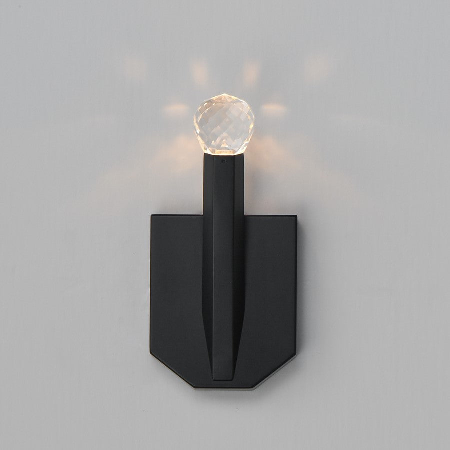 ET2 Lighting Allumettes 1 Light Wall Sconce, Black/Clear Crystal