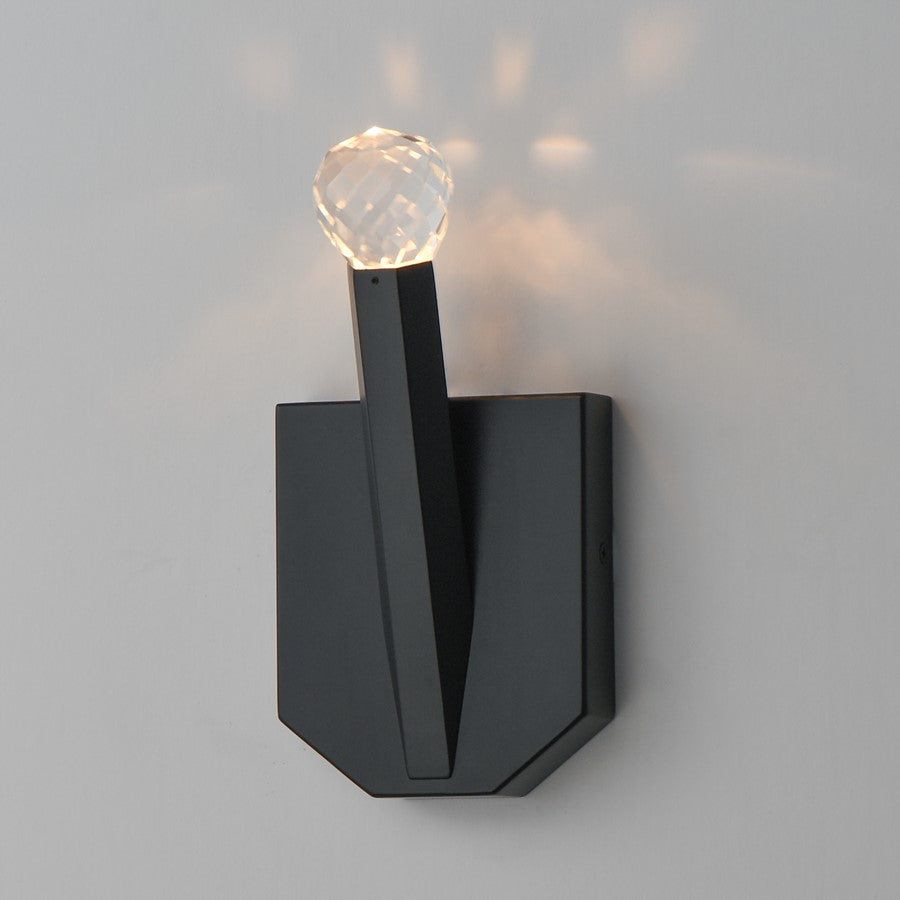 ET2 Lighting Allumettes 1 Light Wall Sconce, Black/Clear Crystal