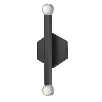 ET2 Lighting Allumettes 2 Light Wall Sconce, Black/Clear Crystal - E23342-122BK