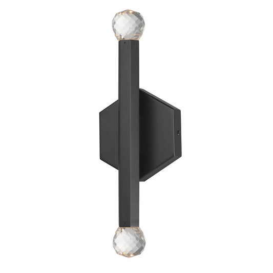 ET2 Lighting Allumettes 2 Light Wall Sconce, Black/Clear Crystal