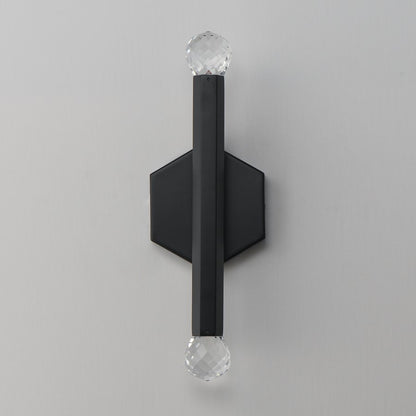 ET2 Lighting Allumettes 2 Light Wall Sconce, Black/Clear Crystal