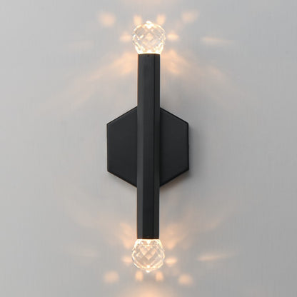 ET2 Lighting Allumettes 2 Light Wall Sconce, Black/Clear Crystal