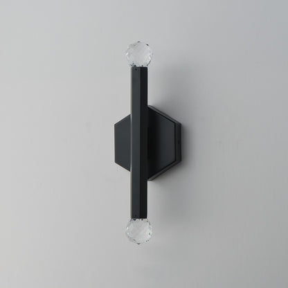 ET2 Lighting Allumettes 2 Light Wall Sconce, Black/Clear Crystal