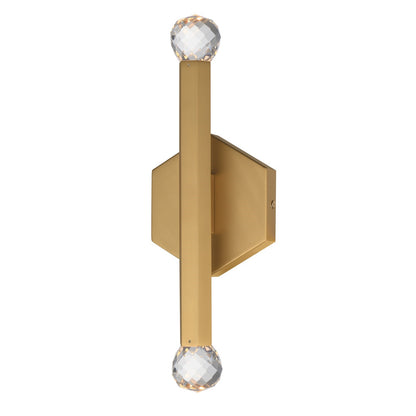 ET2 Lighting Allumettes 2 Light Wall Sconce, Gold/Clear Crystal