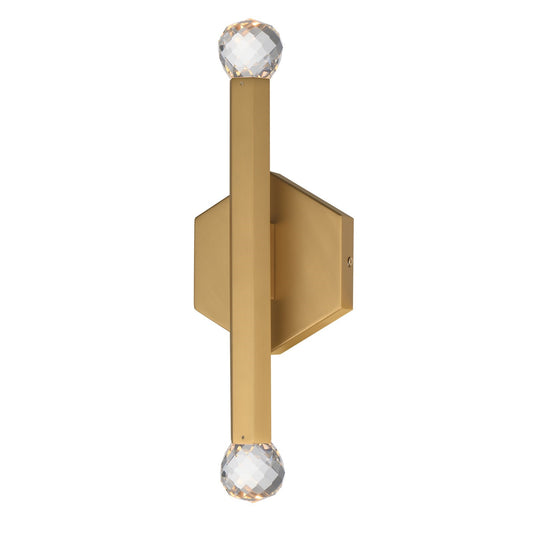 ET2 Lighting Allumettes 2 Light Wall Sconce, Gold/Clear Crystal