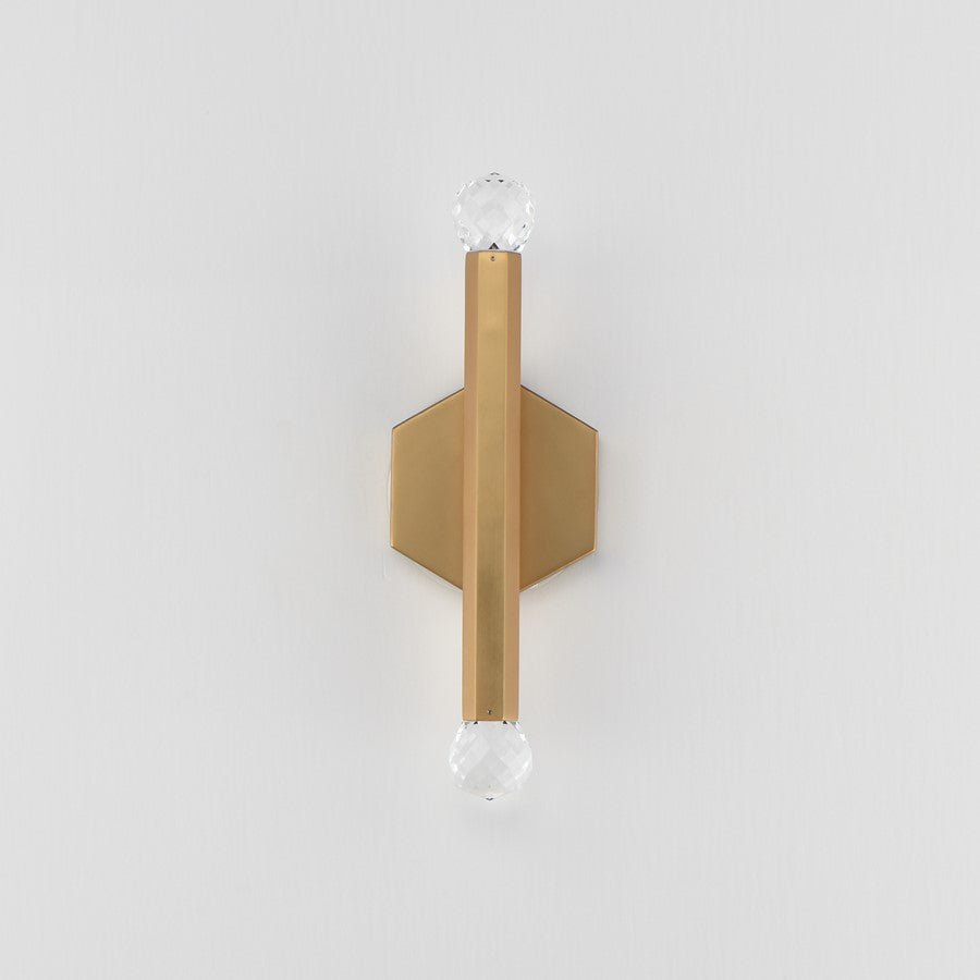 ET2 Lighting Allumettes 2 Light Wall Sconce, Gold/Clear Crystal