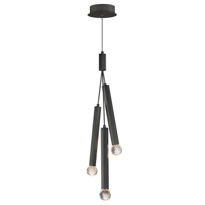 ET2 Lighting Allumettes 3Lt Multi-Light Pendant, Blk/Crystal