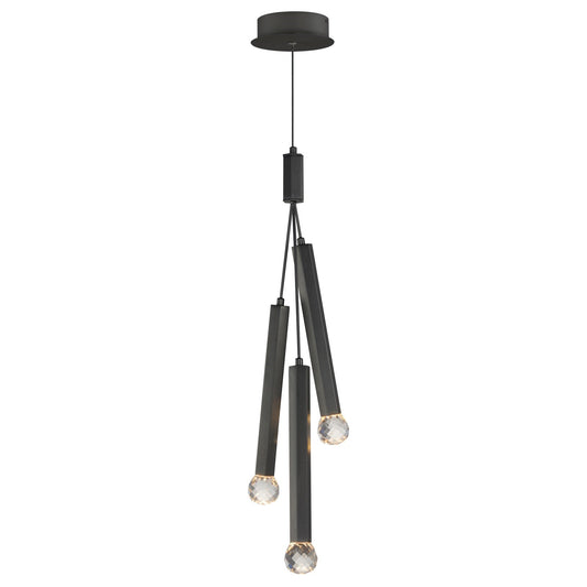 ET2 Lighting Allumettes 3Lt Multi-Light Pendant, Blk/Crystal