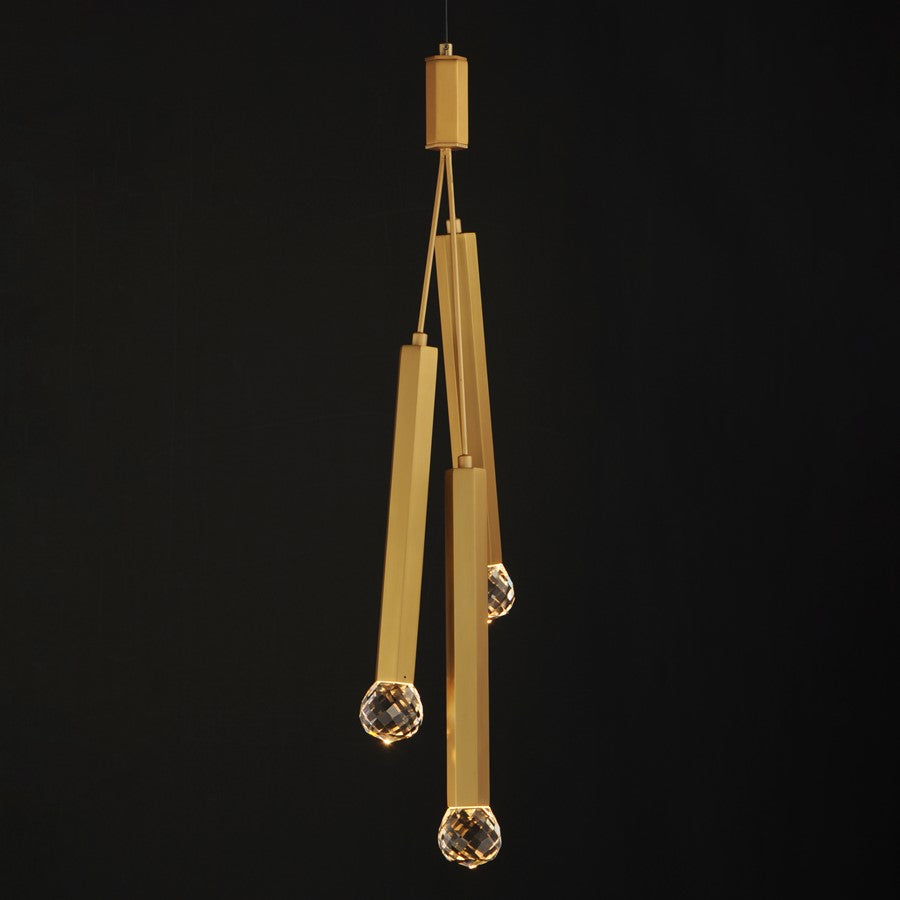 ET2 Lighting Allumettes 3Lt Multi-Lt Pendant, Gld/Clear Crystal