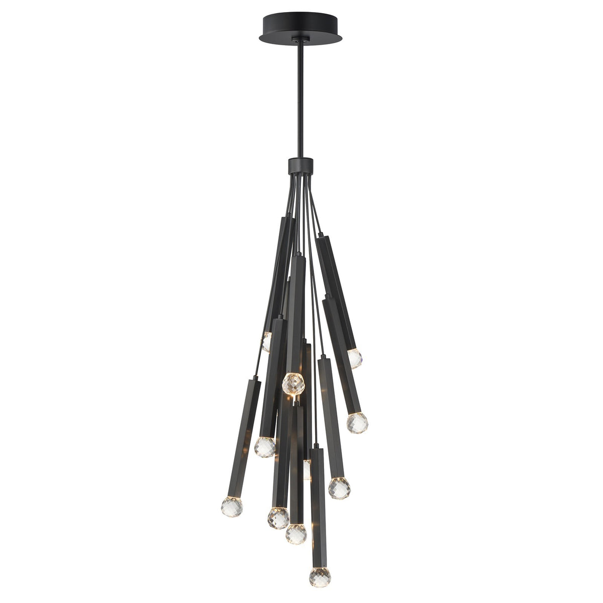 ET2 Lighting Allumettes 12Lt Multi-Lt Pendant, Blk/Clear Crystal