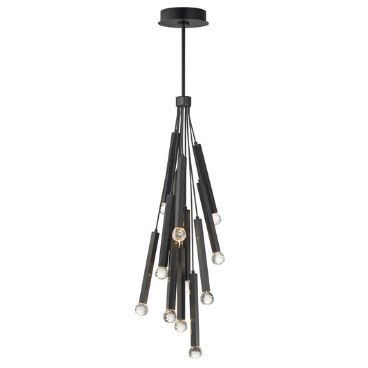 ET2 Lighting Allumettes 12Lt Multi-Lt Pendant, Blk/Clear Crystal