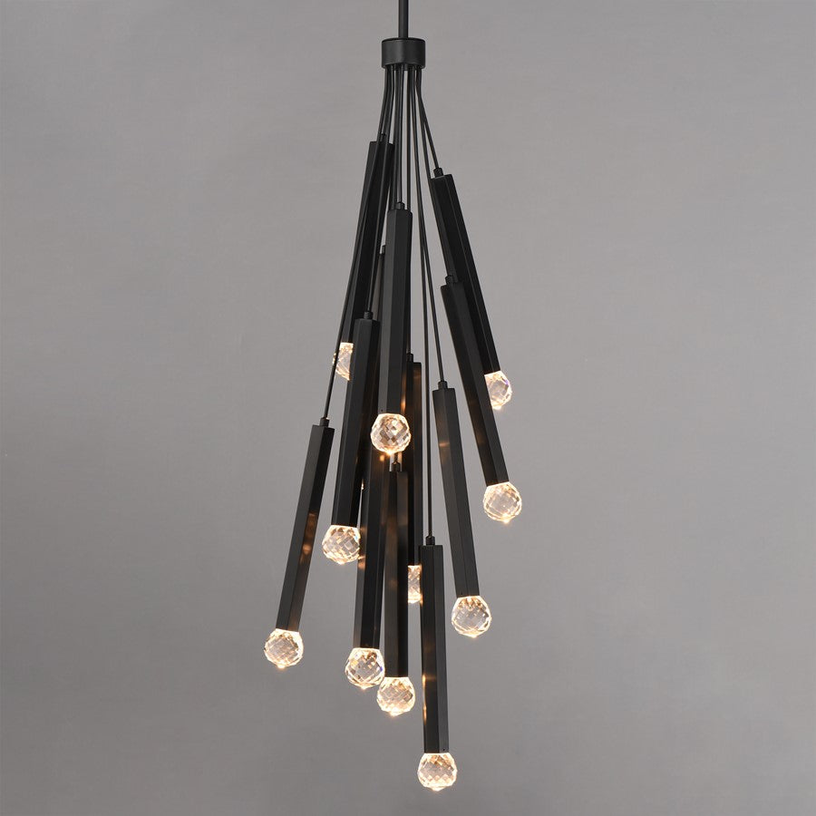 ET2 Lighting Allumettes 12Lt Multi-Lt Pendant, Blk/Clear Crystal