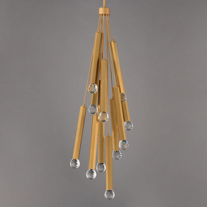 ET2 Lighting Allumettes 12Lt Multi-Lt Pendant, Gld/Clear Crystal