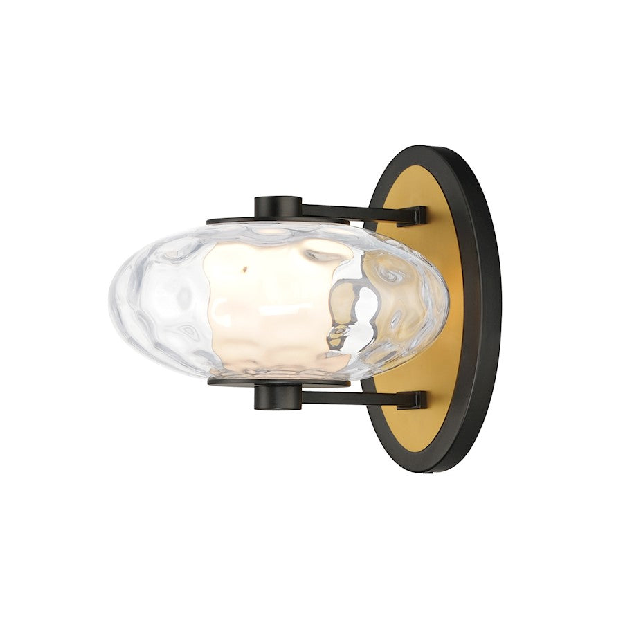 ET2 Lighting Amulet 1 Light LED Wall Sconce, Black/Brass/Clear