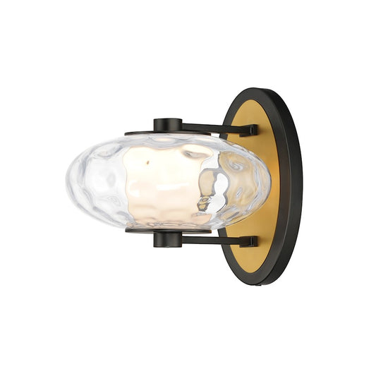 ET2 Lighting Amulet 1 Light LED Wall Sconce, Black/Brass/Clear