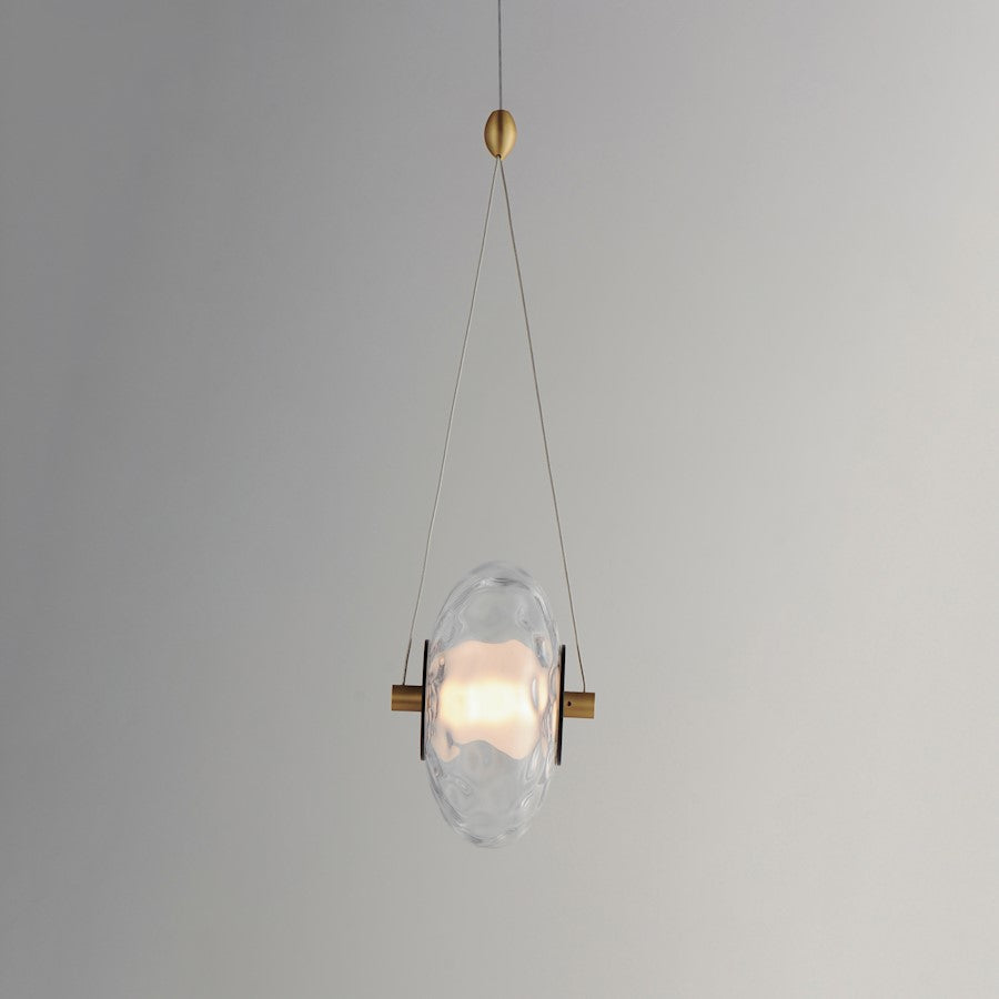 ET2 Lighting Amulet 1 Light LED Pendant, Black/Brass/Clear