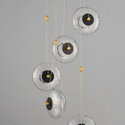 ET2 Lighting Amulet 5 Light LED Pendant, Black/Brass/Clear