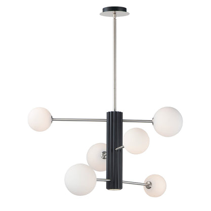 ET2 Lighting Cog LED 7-Light Chandelier in Black/Satin Nickel