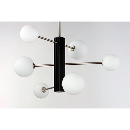 ET2 Lighting Cog LED 7-Light Chandelier in Black/Satin Nickel