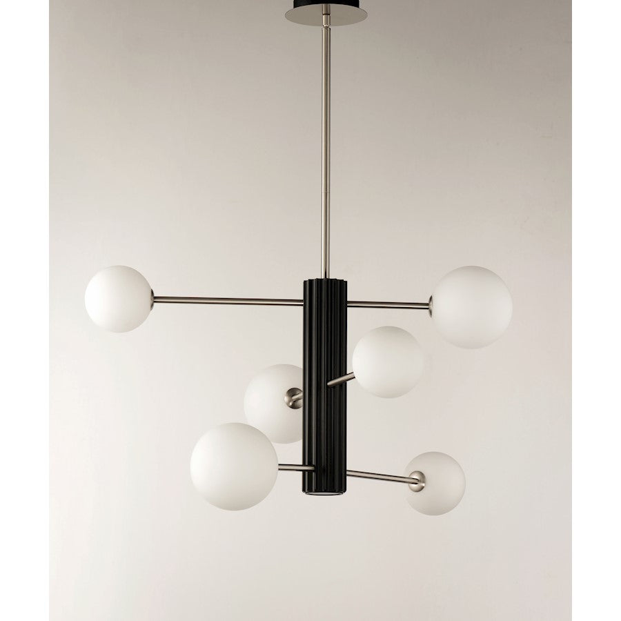 ET2 Lighting Cog LED 7-Light Chandelier in Black/Satin Nickel