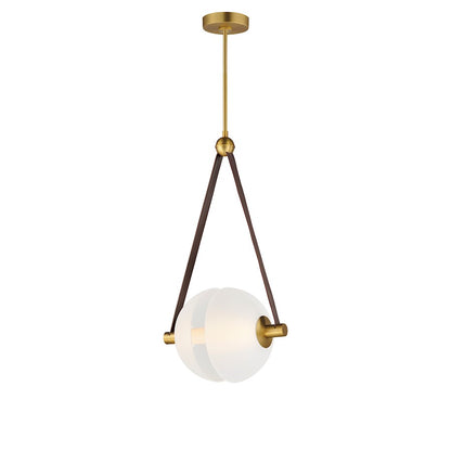 1 Light LED Pendant, Brass/Frosted