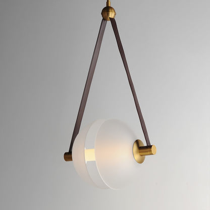 1 Light LED Pendant, Brass/Frosted