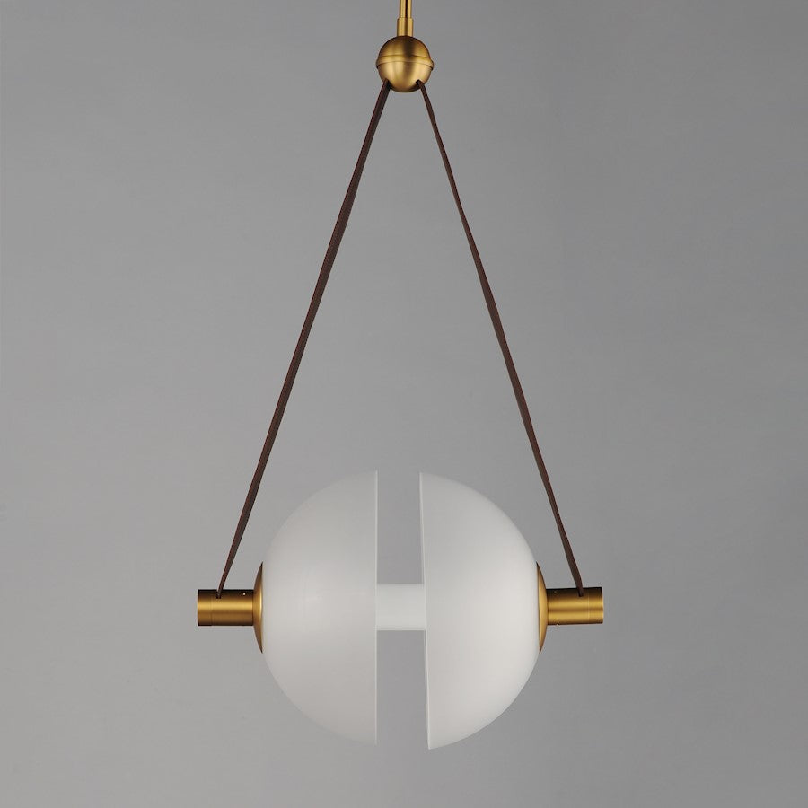 1 Light LED Pendant, Brass/Frosted