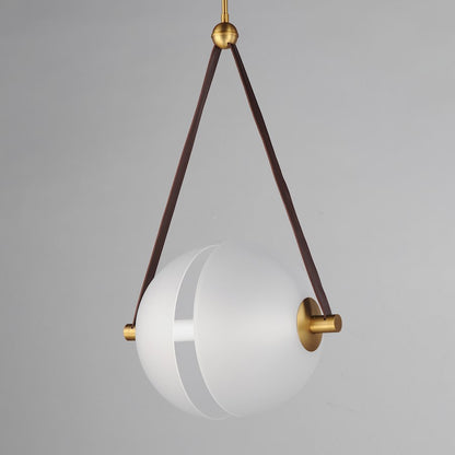 1 Light LED Pendant, Brass/Frosted