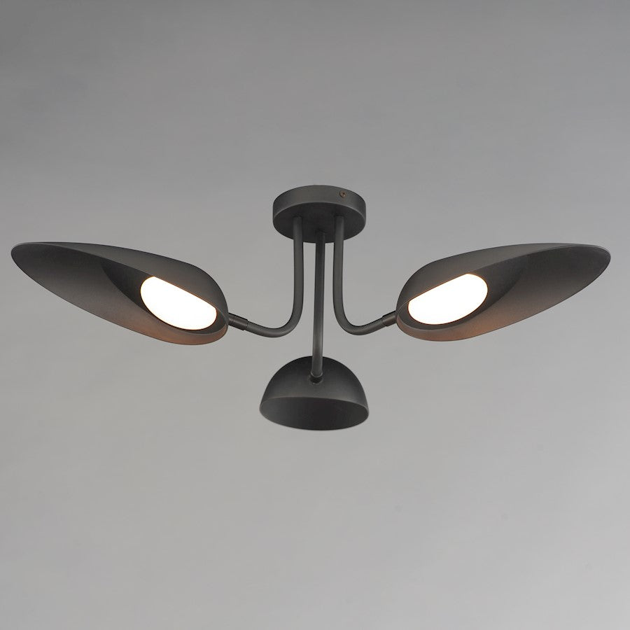 ET2 Lighting Marsh 3 Light LED Semi Flush Mount, Black