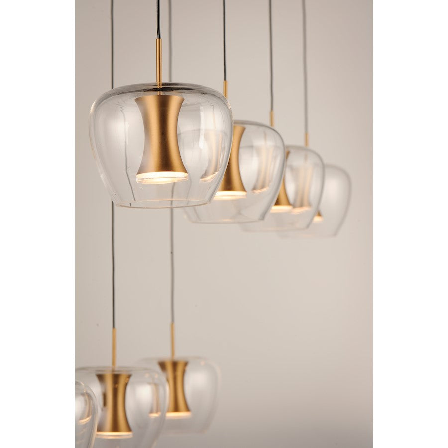 ET2 Lighting Newton LED 8-Light Pendant in Black/Gold