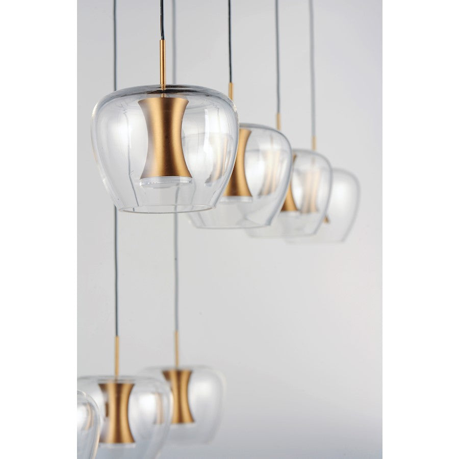 ET2 Lighting Newton LED 8-Light Pendant in Black/Gold