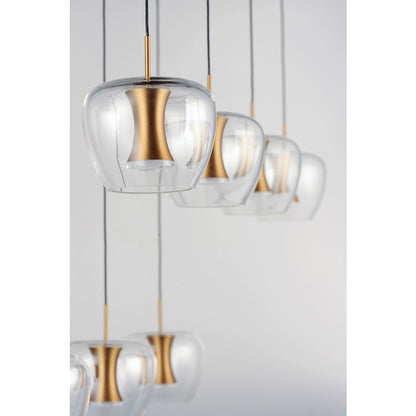 ET2 Lighting Newton LED 8-Light Pendant in Black/Gold