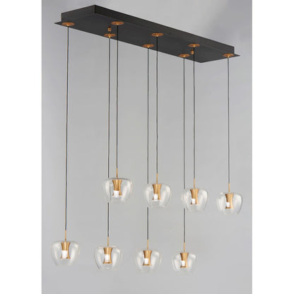 ET2 Lighting Newton LED 8-Light Pendant in Black/Gold