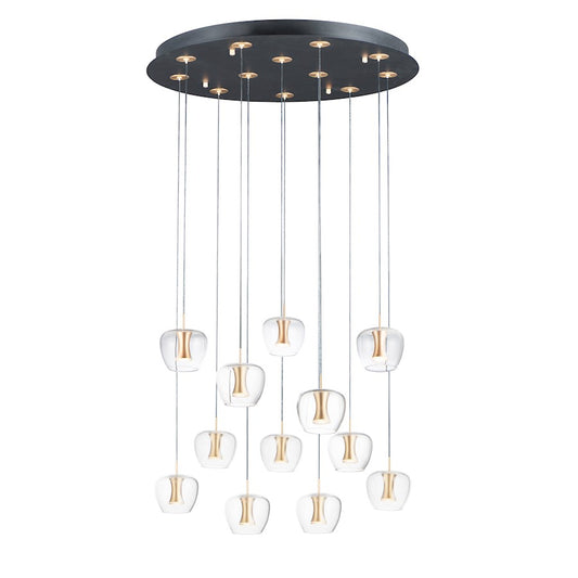 ET2 Lighting Newton LED 12-Light Pendant in Black/Gold
