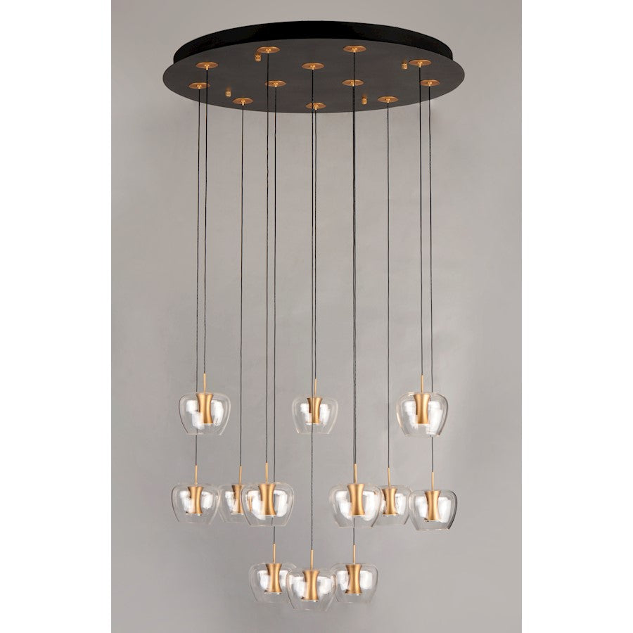 ET2 Lighting Newton LED 12-Light Pendant in Black/Gold