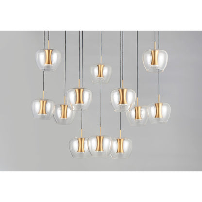 ET2 Lighting Newton LED 12-Light Pendant in Black/Gold