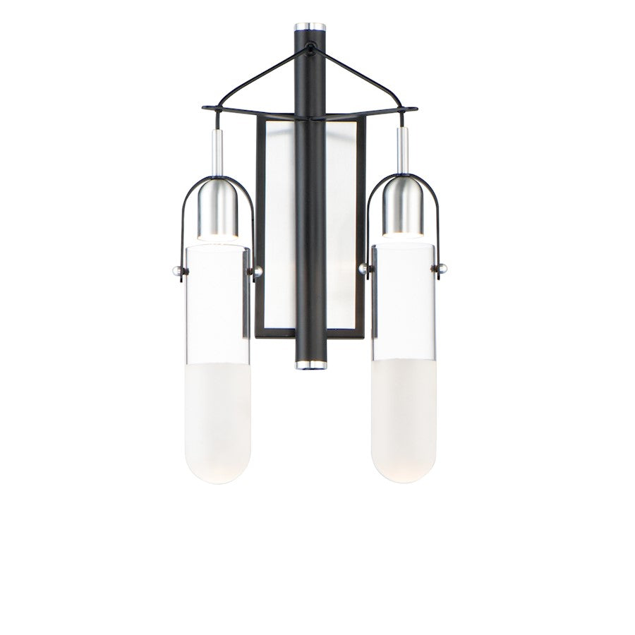 ET2 Lighting Capsule LED 2-Light Wall Sconce in Black/Brushed Aluminum