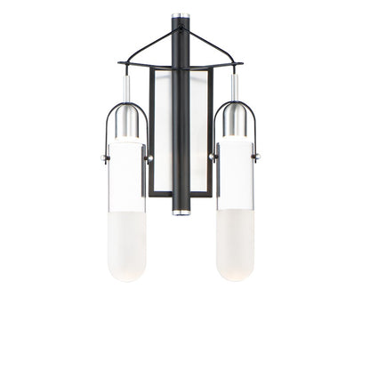 ET2 Lighting Capsule LED 2-Light Wall Sconce in Black/Brushed Aluminum