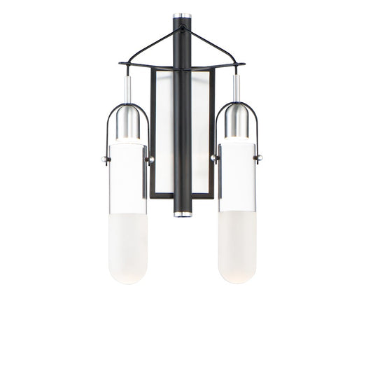ET2 Lighting Capsule LED 2-Light Wall Sconce in Black/Brushed Aluminum