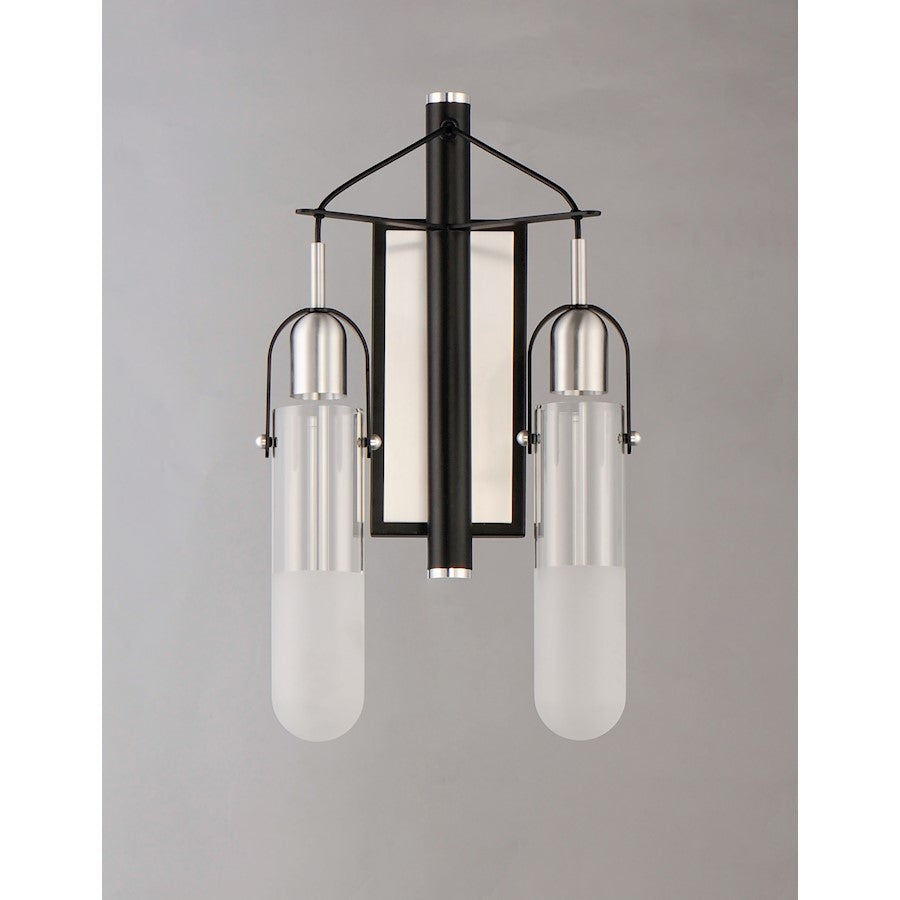 ET2 Lighting Capsule LED 2-Light Wall Sconce in Black/Brushed Aluminum