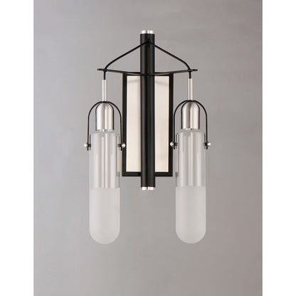 ET2 Lighting Capsule LED 2-Light Wall Sconce in Black/Brushed Aluminum
