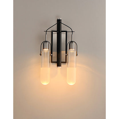 ET2 Lighting Capsule LED 2-Light Wall Sconce in Black/Brushed Aluminum