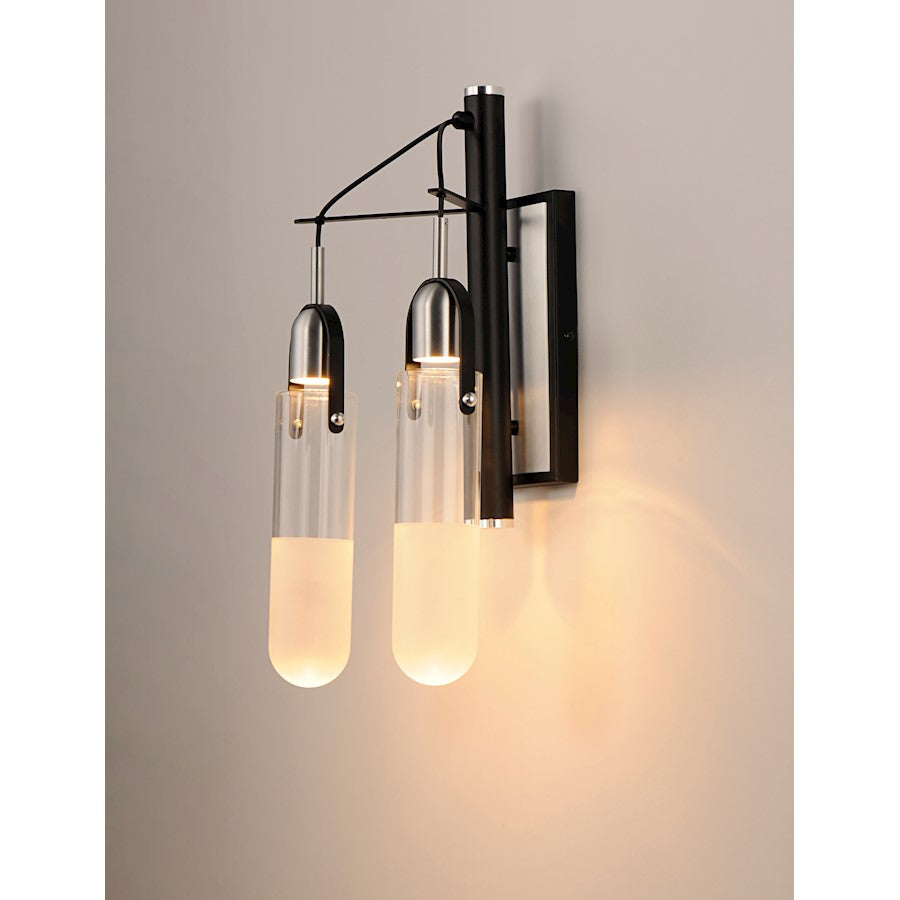 ET2 Lighting Capsule LED 2-Light Wall Sconce in Black/Brushed Aluminum