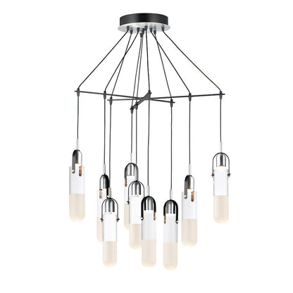 ET2 Lighting Capsule LED 9-Light Mini Pendant in Black/Brushed Aluminum